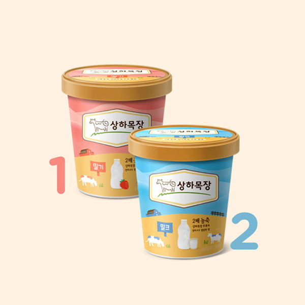 상하목장 아이스크림 파인트 474ml 냉동 3개 (딸기 1개 + 밀크 2개)