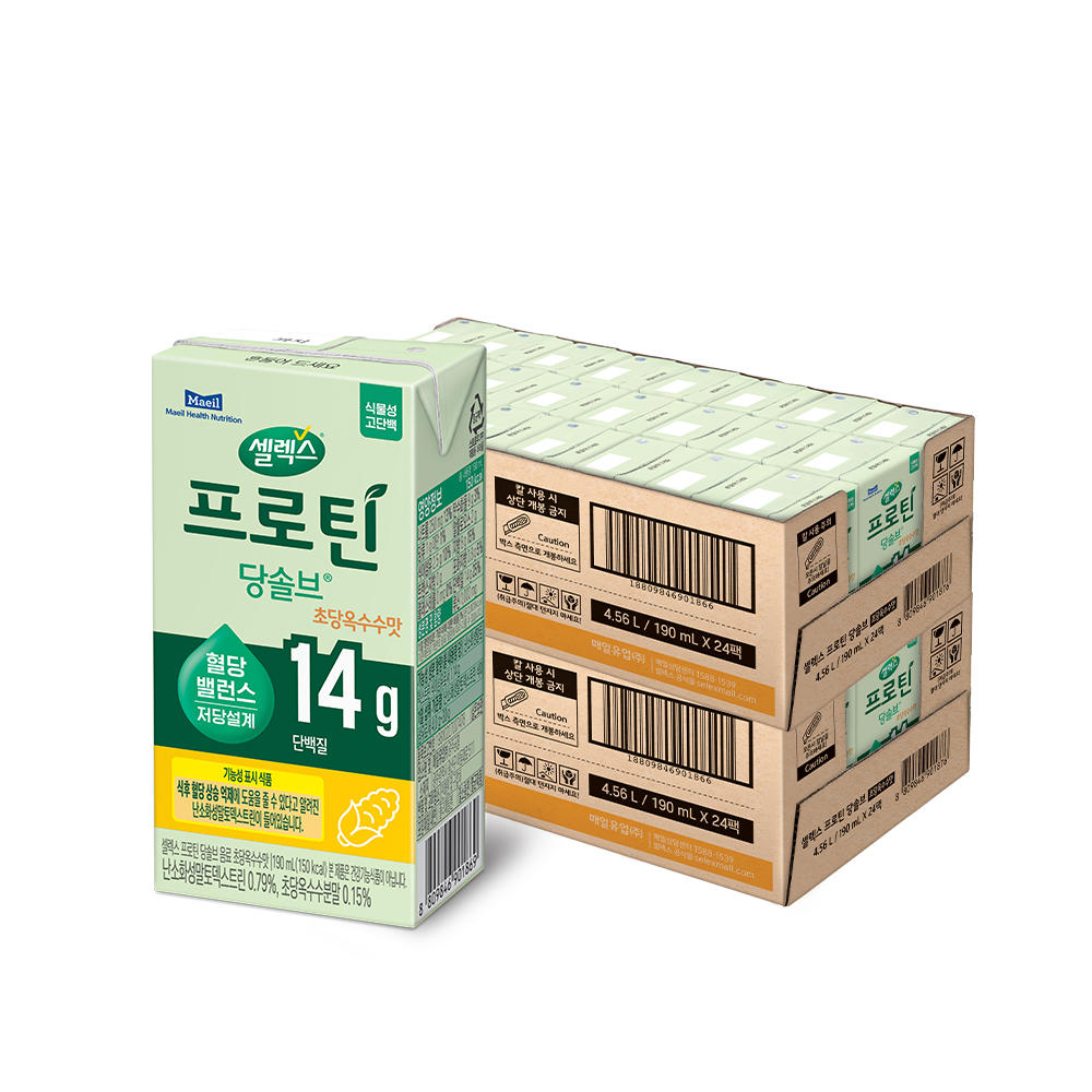 셀렉스 프로틴 당솔브 음료 초당옥수수맛 190ml 48팩