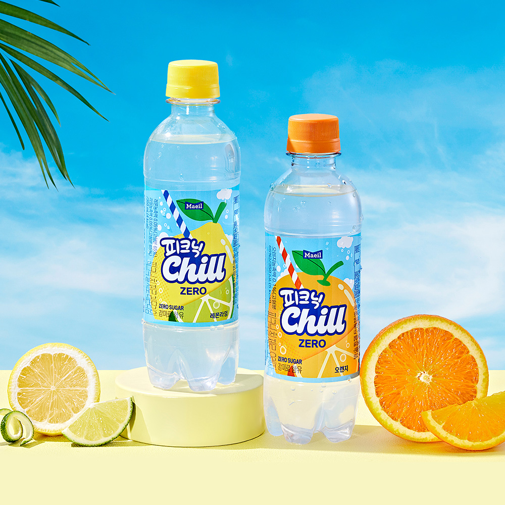 피크닉 Chill 제로 2종 350ml 12개 (레몬라임 6개 + 오렌지 6개)