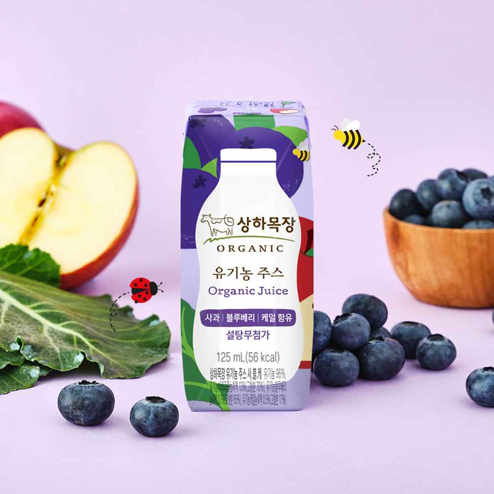 상하목장 유기농주스 사과 블루베리 케일 125ml 24팩