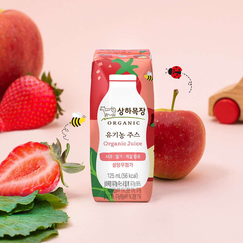 상하목장 유기농주스 사과 딸기 케일 125ml 24팩