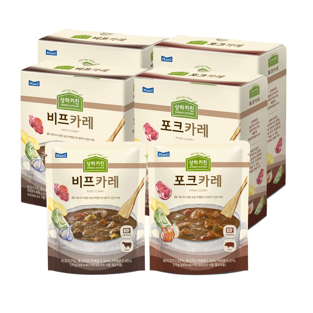상하키친 카레 2종 170g 12팩(비프 6팩+포크 6팩)