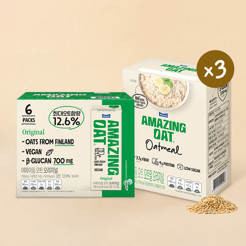 [9/19이후 순차출고][오트밀 기획] 어메이징 오트 오트밀 450g + 어메이징 오트 오리지널 190ml 6팩