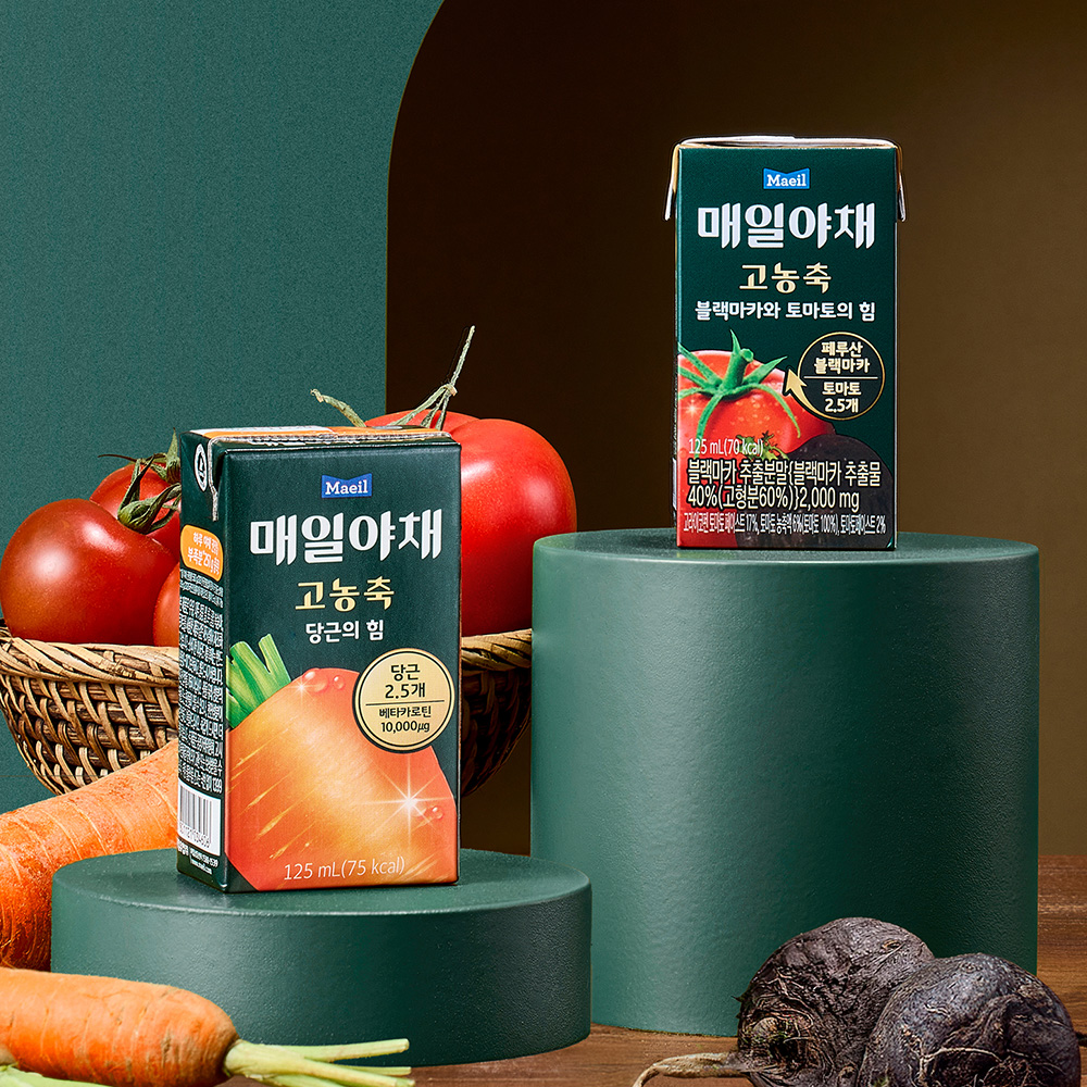 매일야채 고농축 2종 125ml 48팩 (토마토의 힘 24팩 + 당근의 힘 24팩)