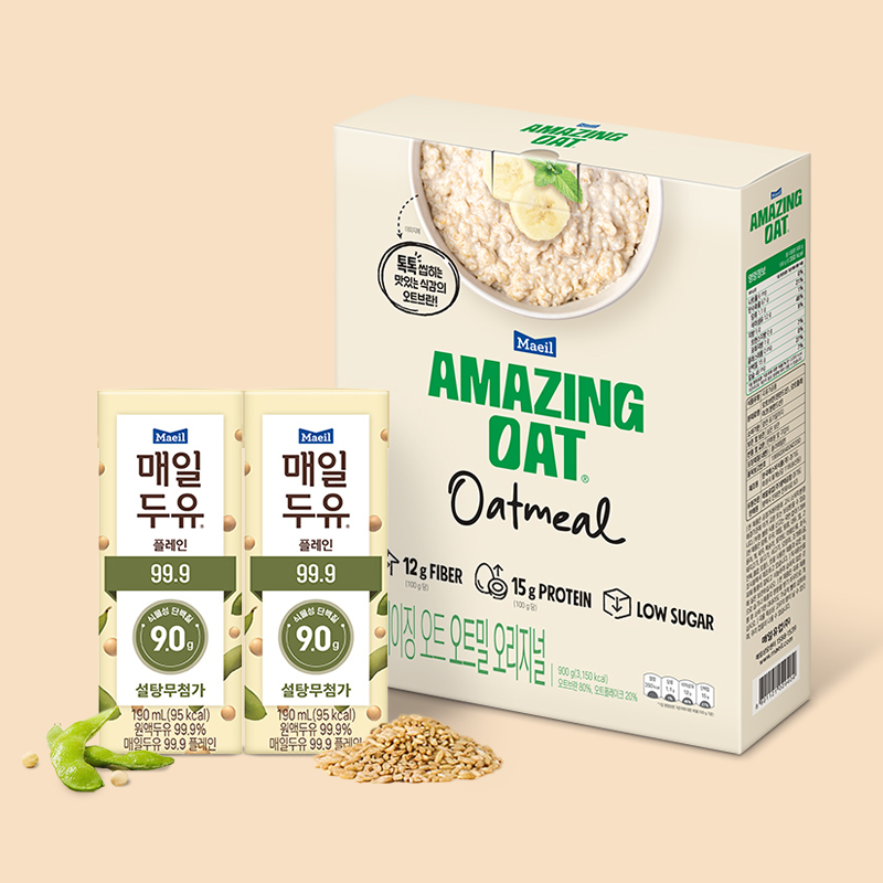 매일두유 99.9 플레인 저당두유 190ml 24팩 + 어메이징 오트 오트밀 900g