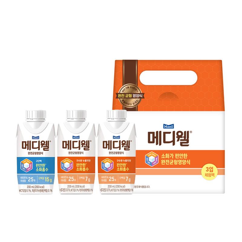 [체험팩] 메디웰 삼시세끼 체험팩(누룽지맛 2팩, 고단백1팩)