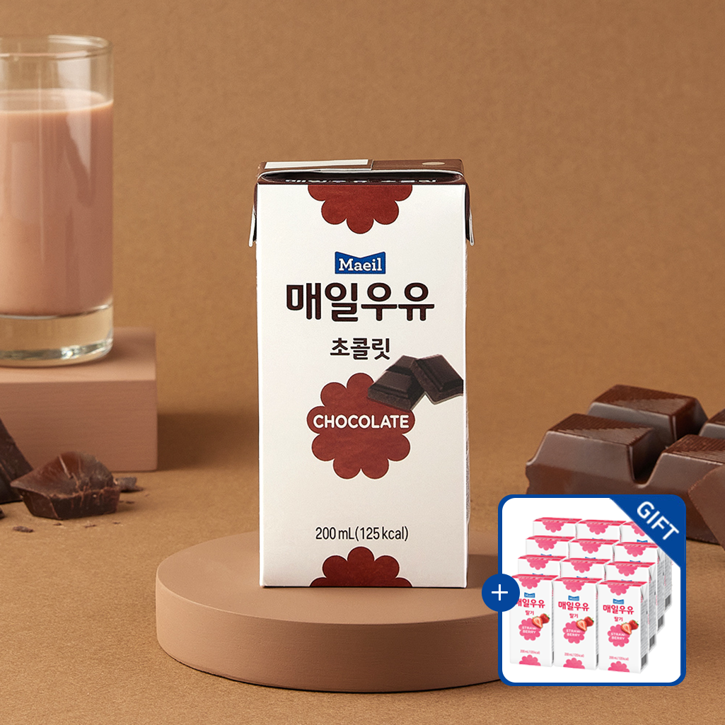 [증정] 매일우유 초콜릿 200ml 24팩 + 딸기 12팩