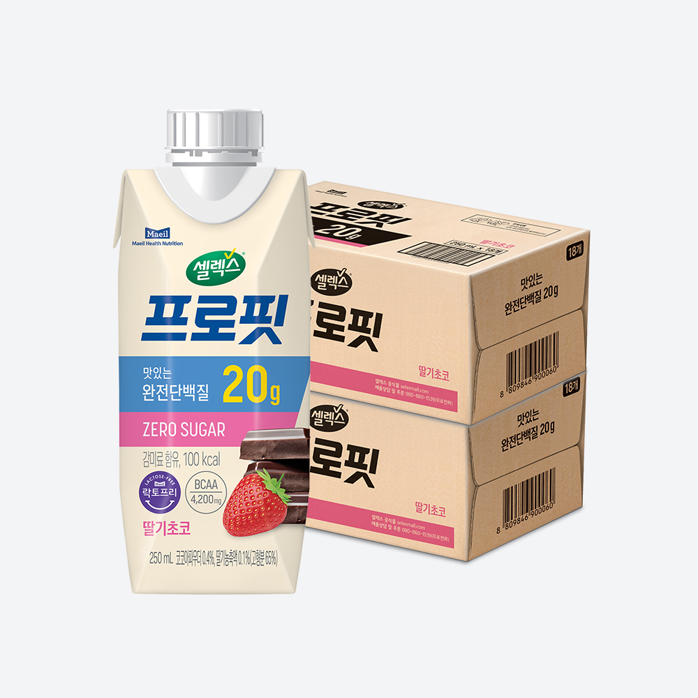 셀렉스 프로핏 완전단백질 딸기초코 드링크 250ml 36팩