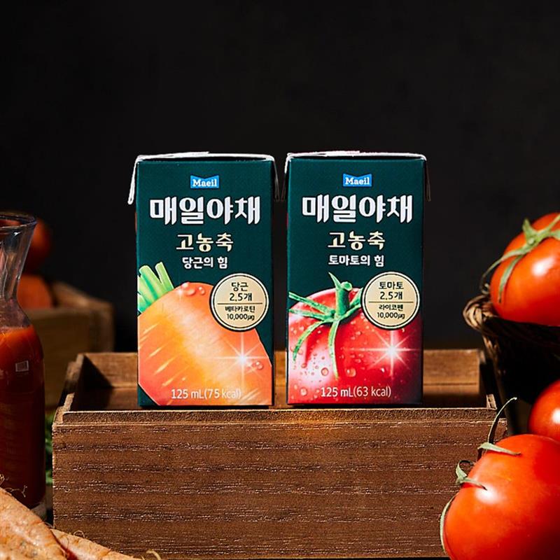 매일야채 고농축 2종 125ml 48팩 (토마토의 힘 24팩 + 당근의 힘 24팩)