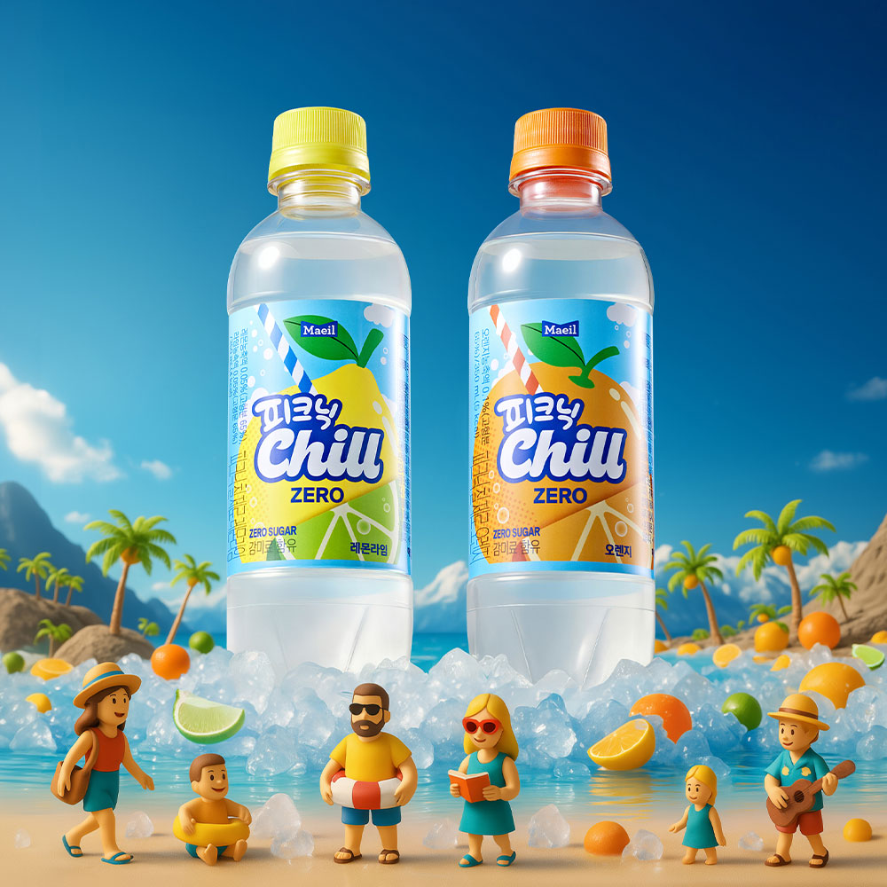 피크닉 Chill 제로 2종 350ml 24개 (레몬라임 12개 + 오렌지 12개)