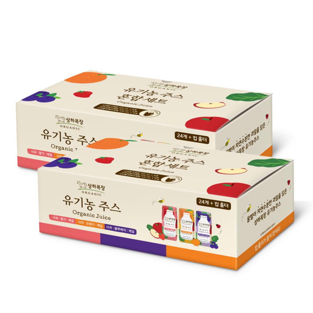 상하목장 유기농주스 3종+팩홀더 선물 2세트