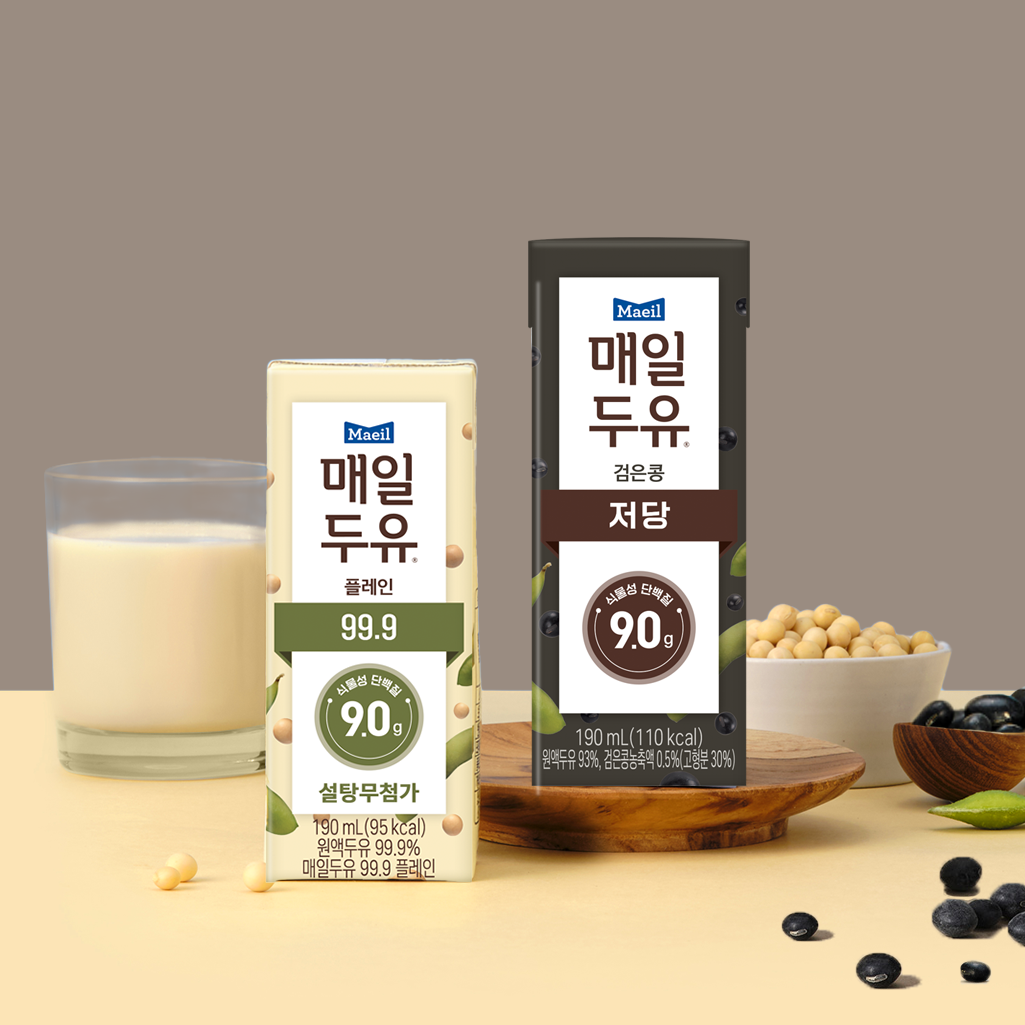 매일두유 저당두유 2종 190ml 48팩 (플레인 24팩 + 검은콩 190ml 24팩)