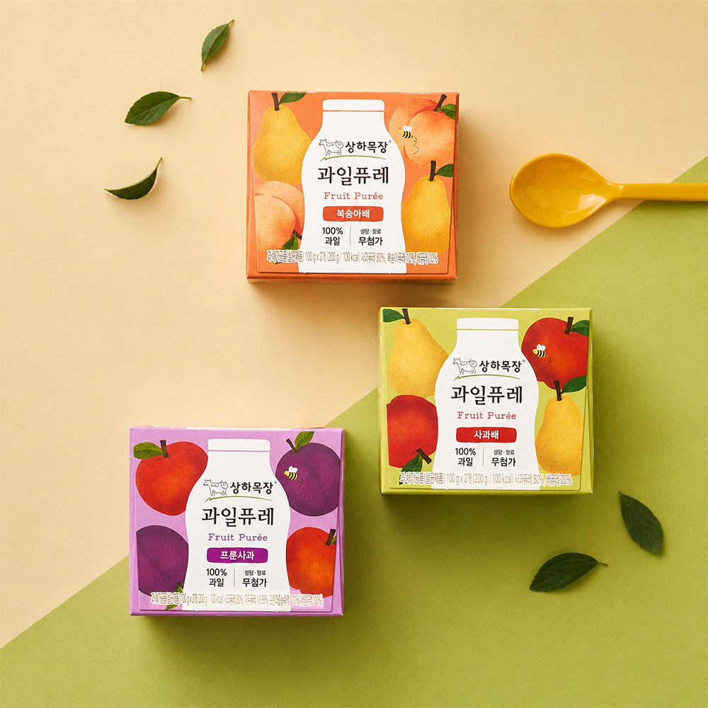 [맛보기세트] 상하목장 과일퓨레 200g 3세트 (프룬사과+ 사과배 + 복숭아배)