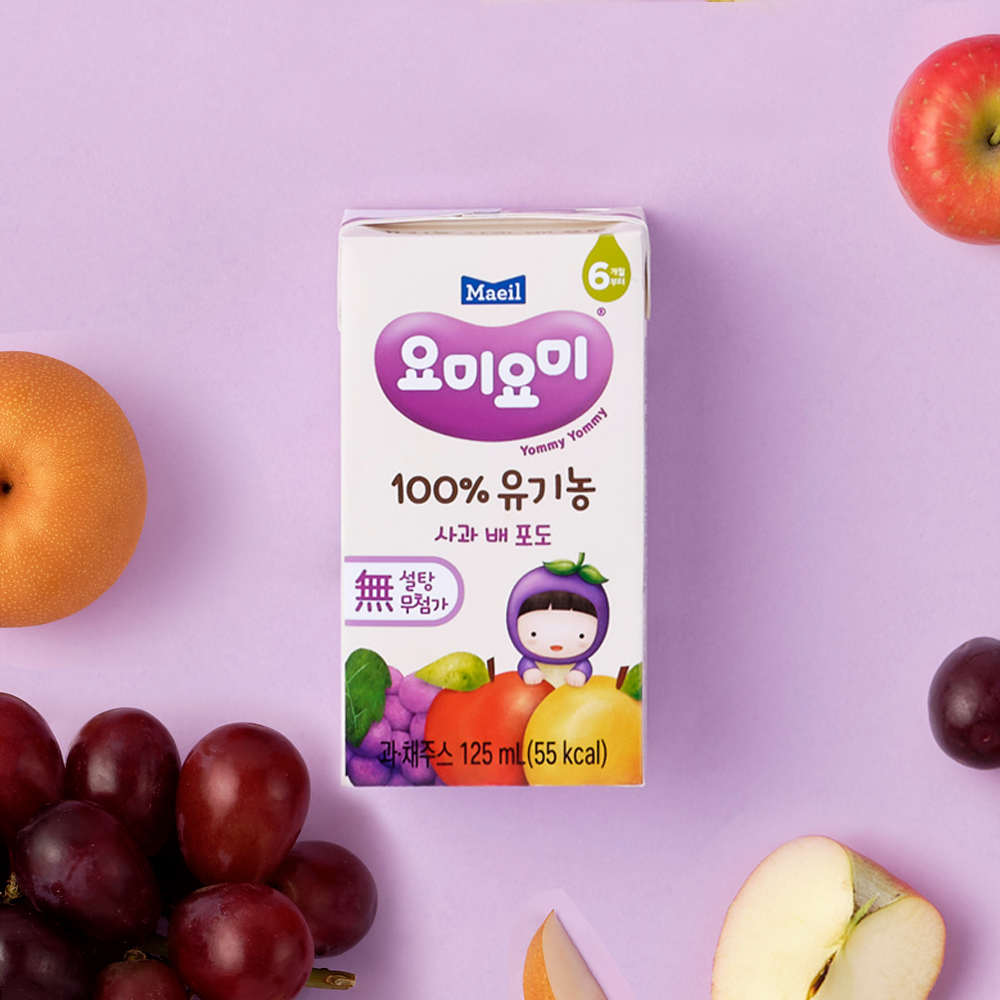 요미요미 유기농주스 사과배포도 125ml 24팩