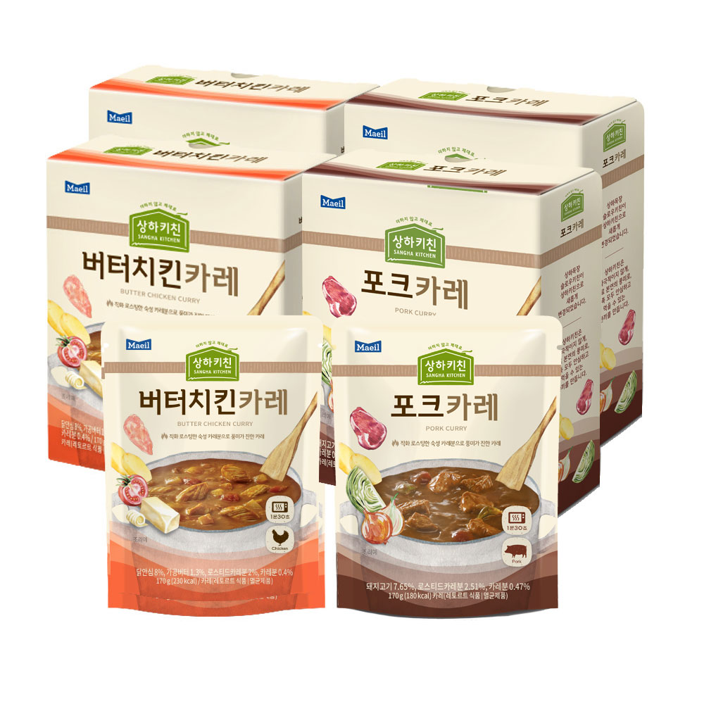 상하키친 카레 3종 170g 12팩(포크 6팩+버터치킨 6팩)