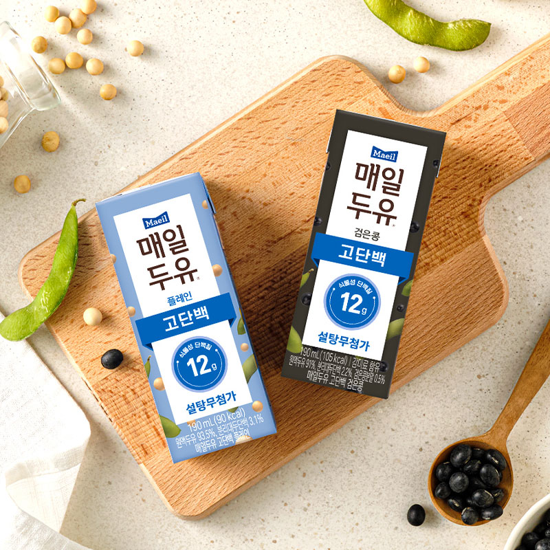 [12/17이후 순차출고] 매일두유 고단백 2종 190ml 48팩 (고단백 24팩 + 고단백 검은콩 190ml 24팩)