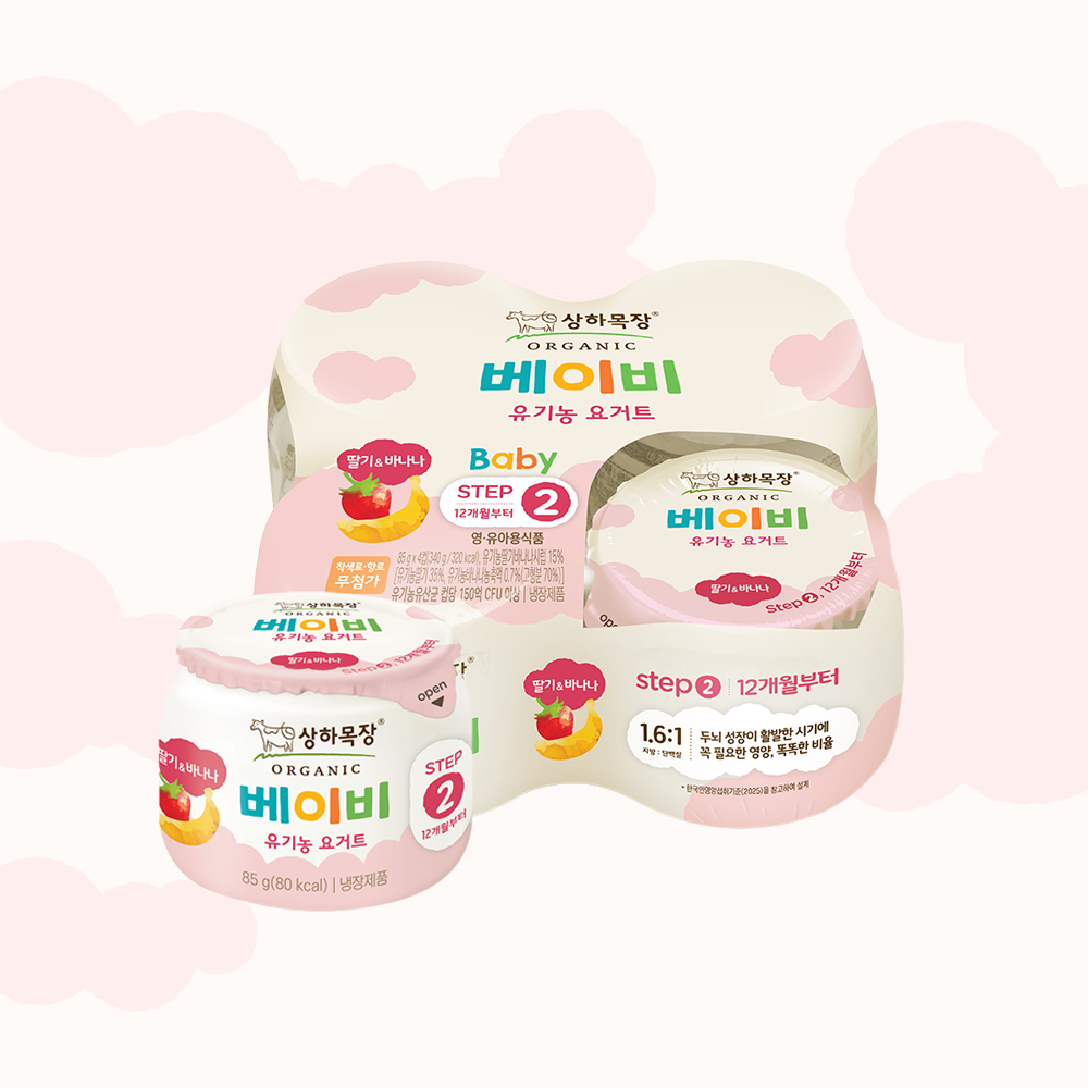 상하목장 베이비 유기농 요거트 딸기바나나 85g 4개 (12개월부터)