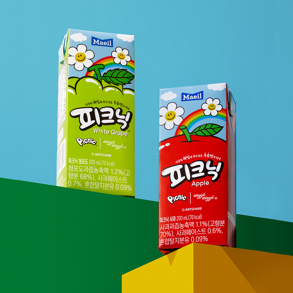 [피크닉 X 위글위글] 사과+청포도 200ml 총48팩
