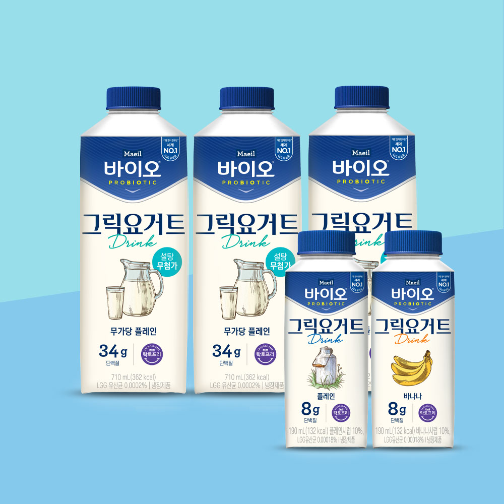 매일 바이오 그릭요거트 Drink 무가당플레인 710ml 3입 + 190ml 2입