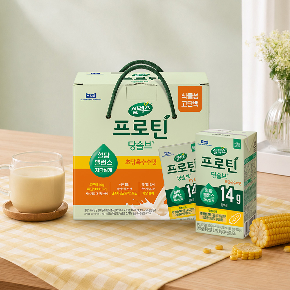 셀렉스 식물성 프로틴 당솔브 음료 초당옥수수맛 선물세트 190ml 16팩 1세트