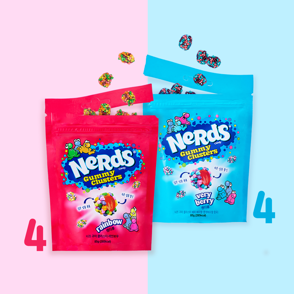 너즈 구미 클러스터 2종 85g 총 8봉 (레인보우 4봉, 베리베리4봉)