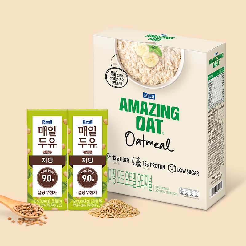 매일두유 렌틸콩 저당두유 190ml 24팩 + 어메이징 오트 오트밀 900g