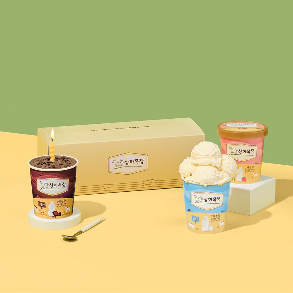[감사의달] 상하목장 아이스크림 파인트 3종 (밀크,딸기,초콜릿) 선물세트