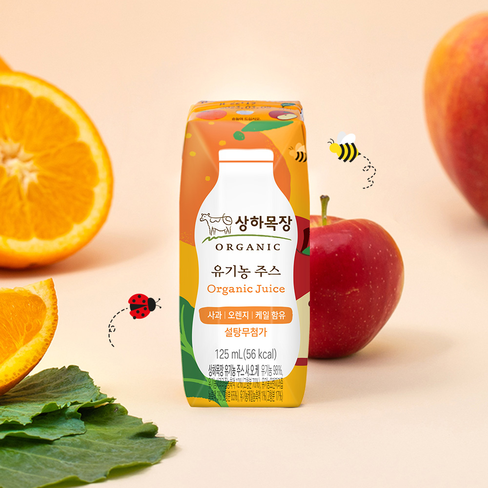 상하목장 유기농주스 사과 오렌지 케일 125ml 24팩