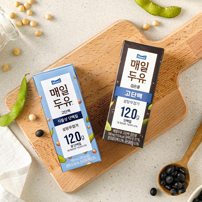매일두유 고단백 2종 190ml 48팩 (고단백 24팩 + 고단백 검은콩 190ml 24팩)