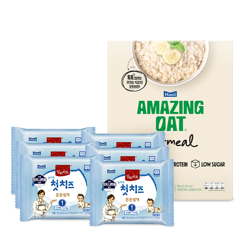 유기농 첫치즈 18g 60매 (6~12개월) + 어메이징 오트 오트밀 900g