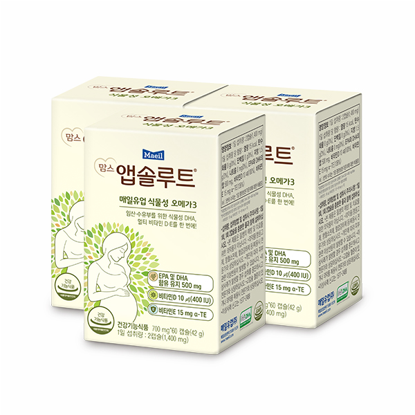 맘스 앱솔루트 식물성 오메가3 700mg 60캡슐 3개(3개월분)