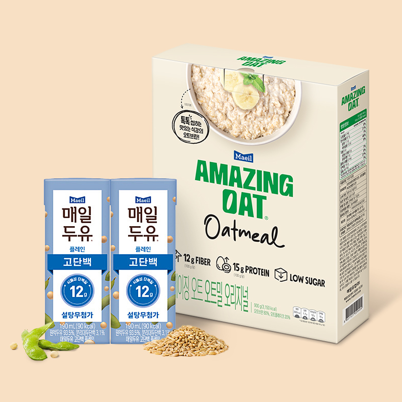 매일두유 고단백 플레인 저당두유 190ml 24팩 + 어메이징 오트 오트밀 900g